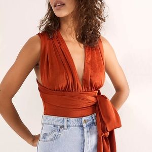 Free people 100 ways bodysuit in peach size medium